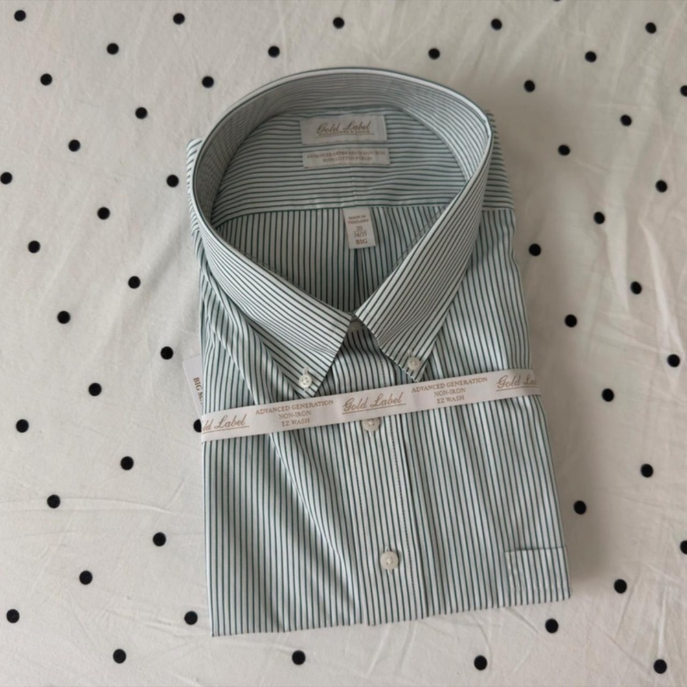 NWT Gold Label Green Stripped Dress Shirt by Roundtree & Yorke